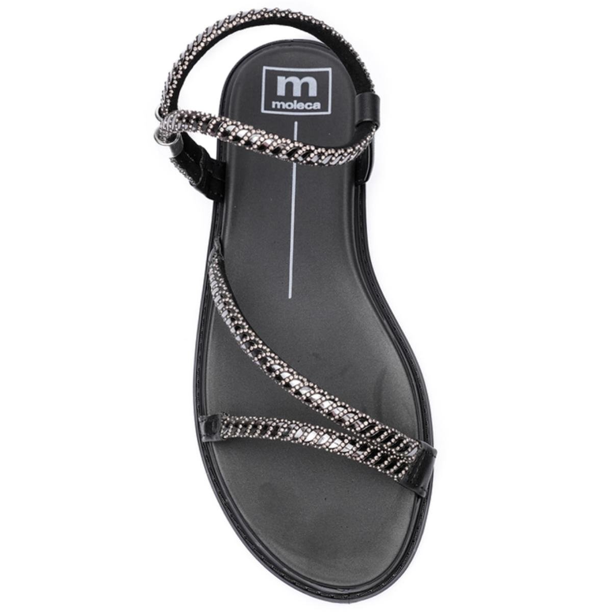 Papete Moleca Tiras Strass Feminina - Preto Preto 3