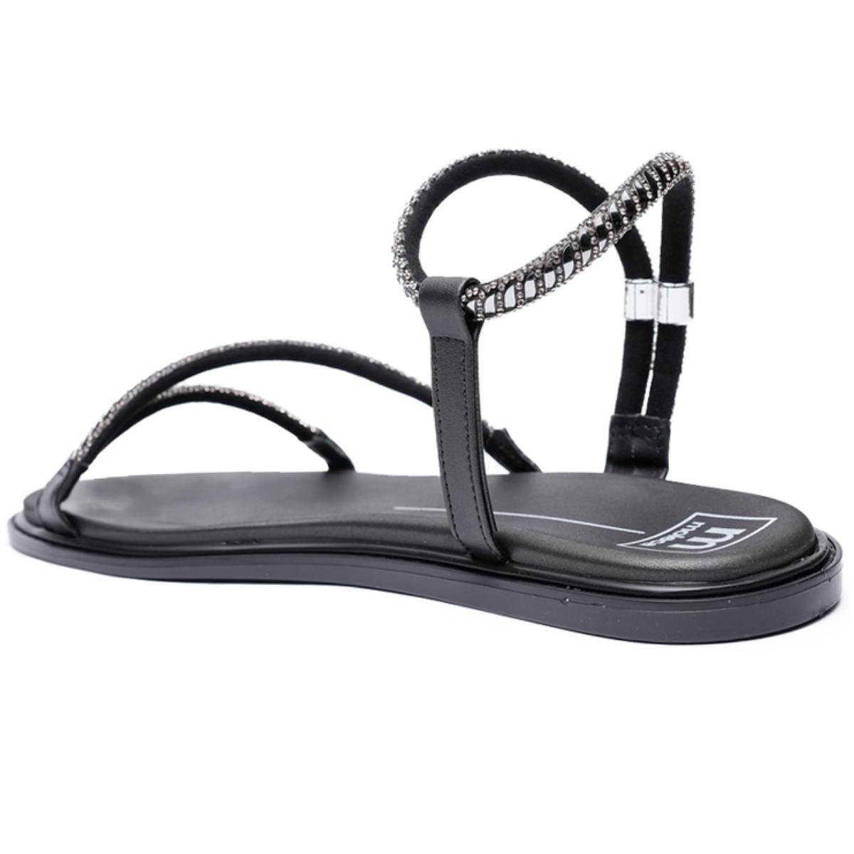 Papete Moleca Tiras Strass Feminina - Preto Preto 4