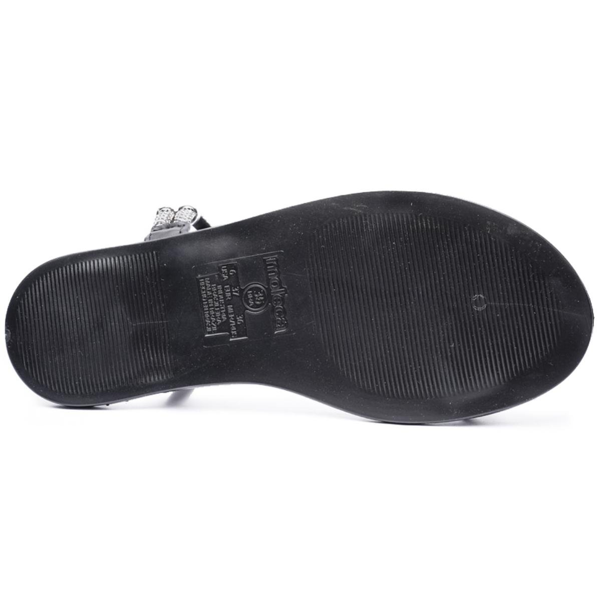 Papete Moleca Tiras Strass Feminina - Preto Preto 5