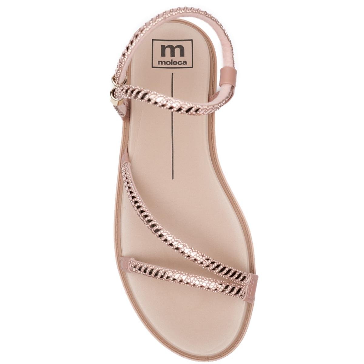 Papete Moleca Tiras Strass Feminina - Nude Rosa 3