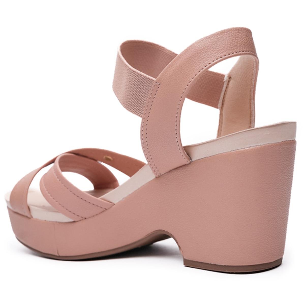 Sandália Modare Plataforma Tiras Cruzadas Salto Feminina - Nude Rosa 4