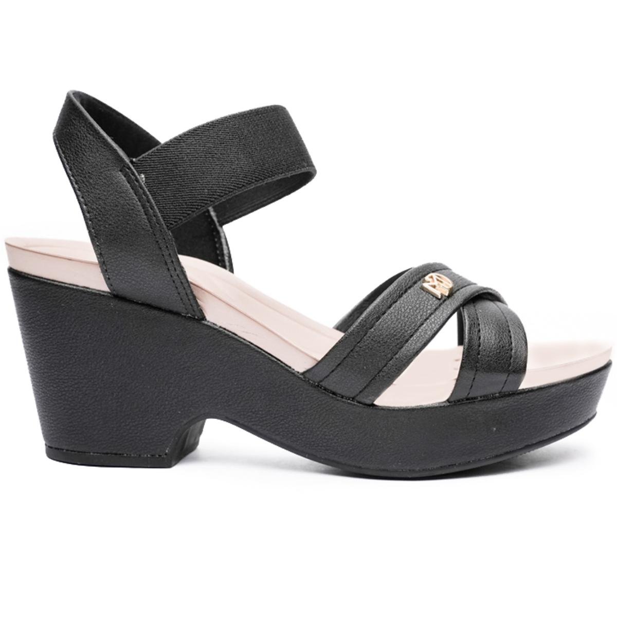 Sandália Modare Plataforma Tiras Cruzadas Salto Feminina - Preto Preto 2