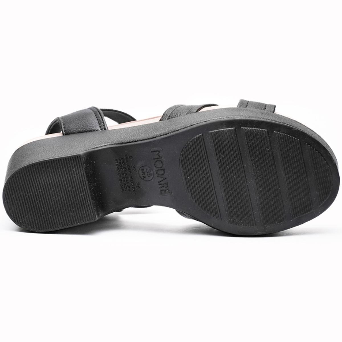 Sandália Modare Plataforma Tiras Cruzadas Salto Feminina - Preto Preto 5