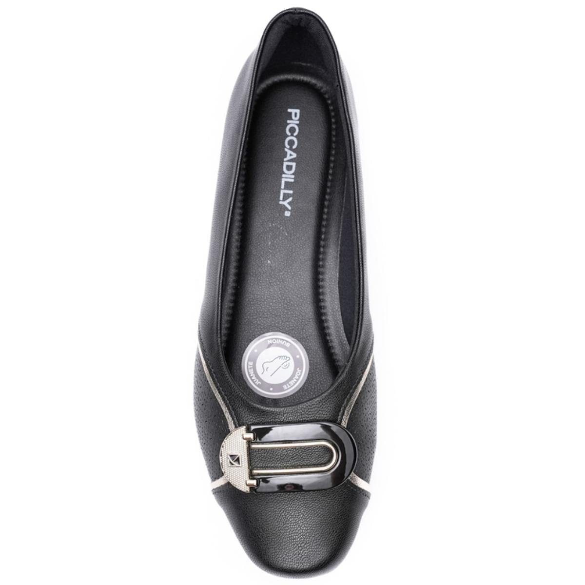 Sapatilha Piccadilly Casual Conforto Feminina - Preto e Dourado Preto/Dourado 3