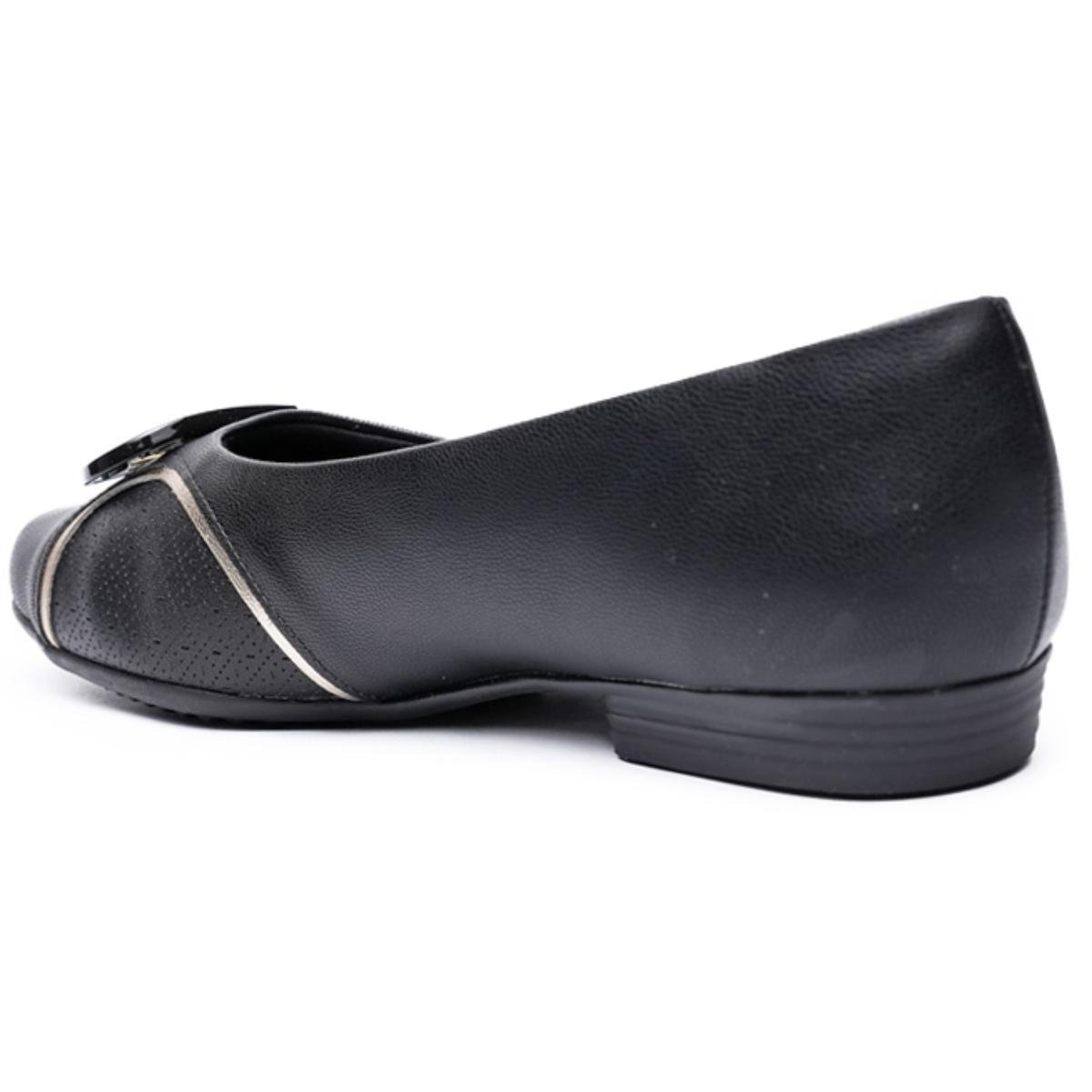 Sapatilha Piccadilly Casual Conforto Feminina - Preto e Dourado Preto/Dourado 4