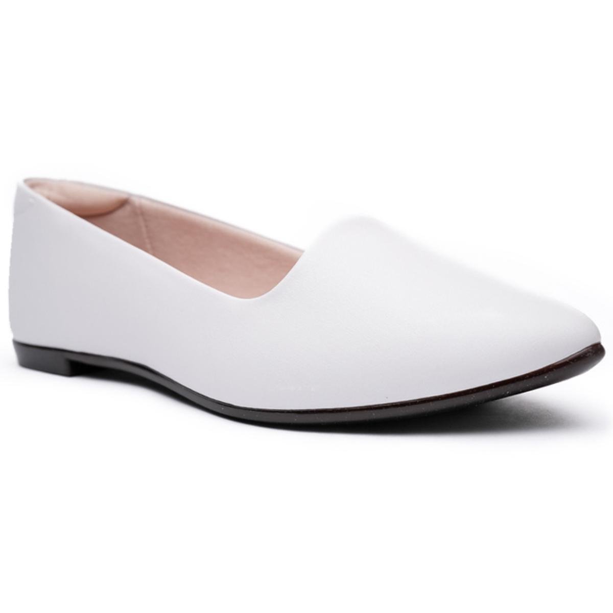 Sapatilha Moleca Slipper Basica Bico Fino - Branco Branco 1