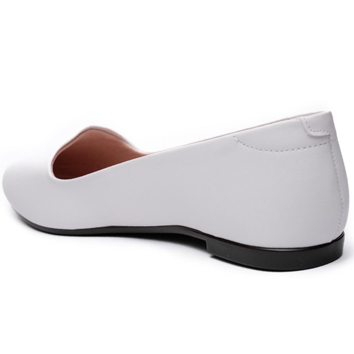 Sapatilha Moleca Slipper Basica Bico Fino - Branco Branco 4