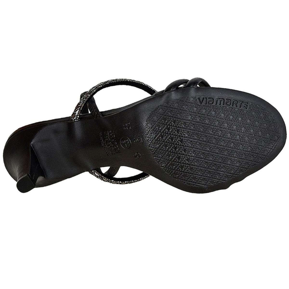 Tamanco Via Marte Salto Fino Tira Strass Feminino - Preto Preto 5