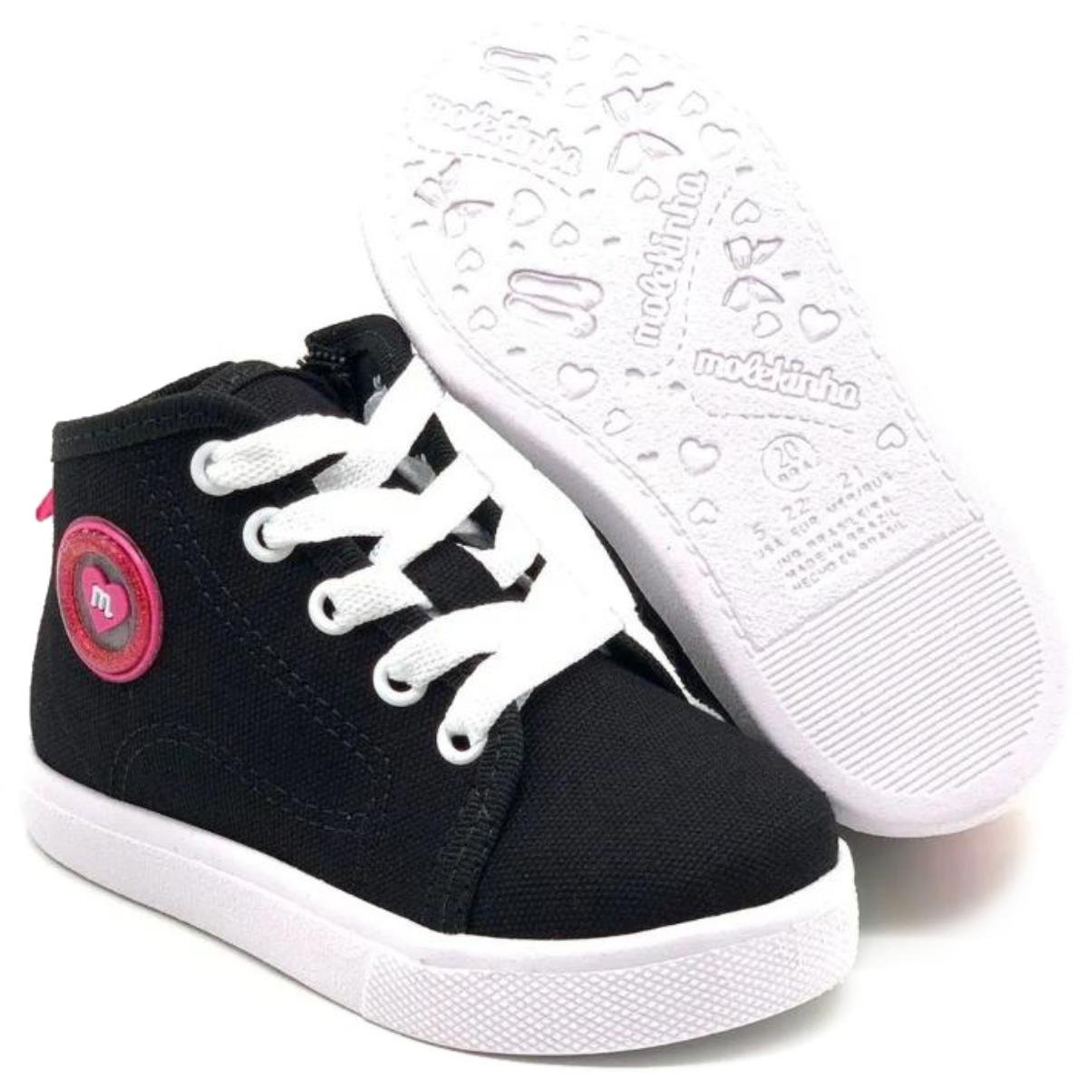 Tênis Molekinha Cano Alto Baby - Preto Preto 5