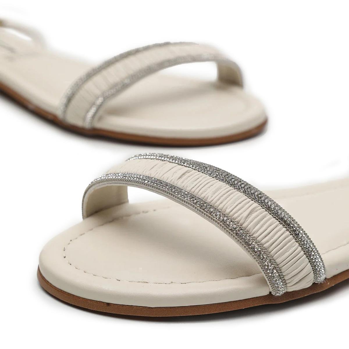 Rasteira Vizzano Tira Strass Florença Feminina - Branco Branco 3