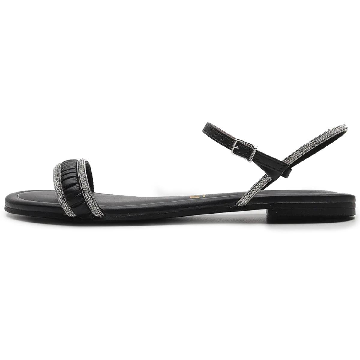 Rasteira Vizzano Tira Strass Florença Feminina - Preto Preto 2