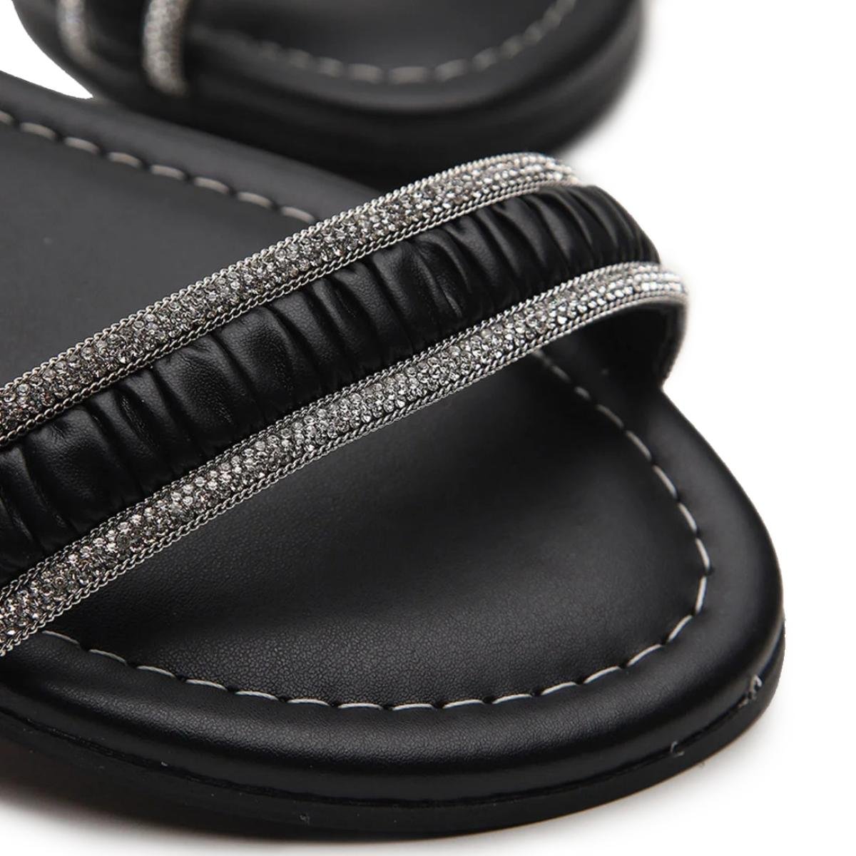 Rasteira Vizzano Tira Strass Florença Feminina - Preto Preto 3