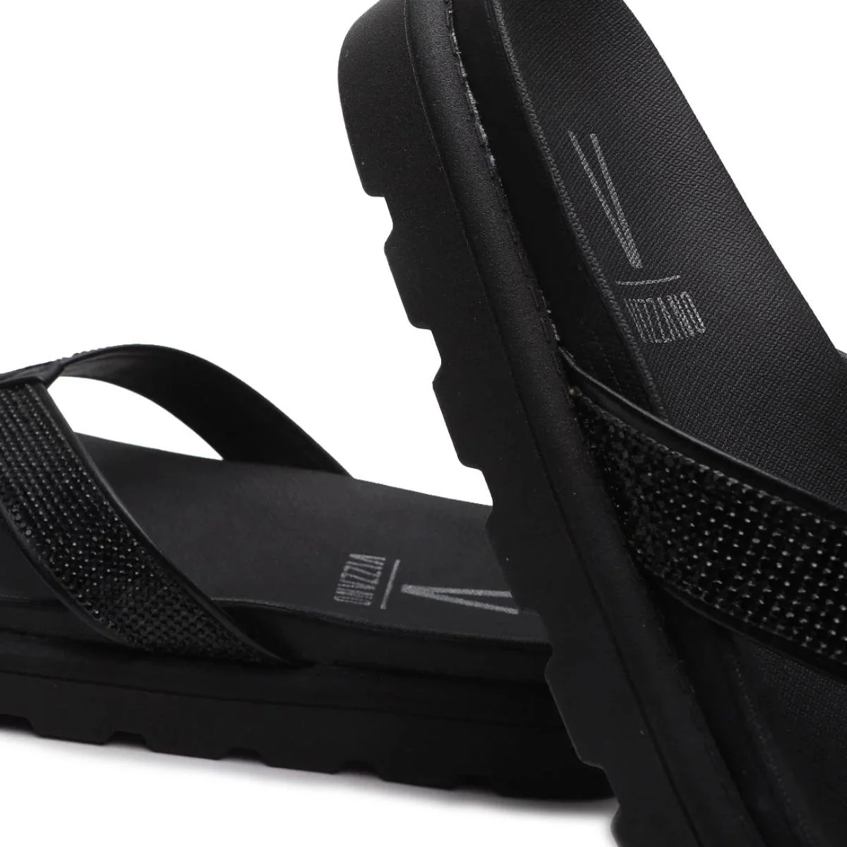 Chinelo Vizzano Flat Strass Feminino - Preto Preto 5