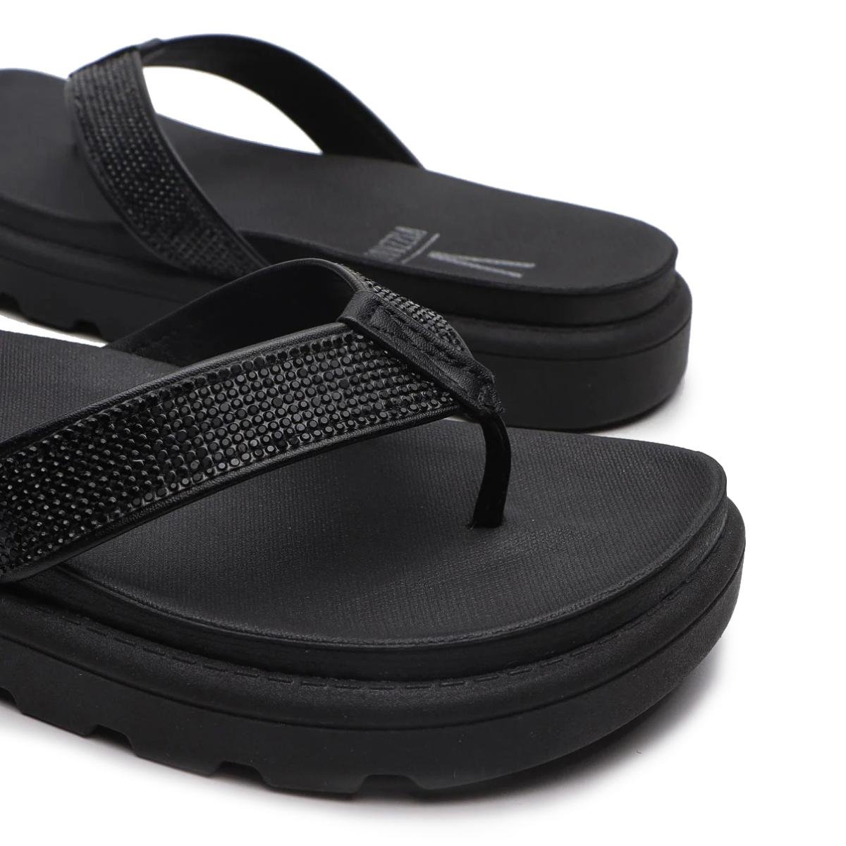 Chinelo Vizzano Flat Strass Feminino - Preto Preto 3
