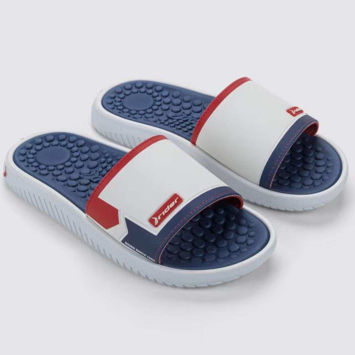 Chinelo Rider Slide Pump II Masculino - Branco e Azul Branco 2