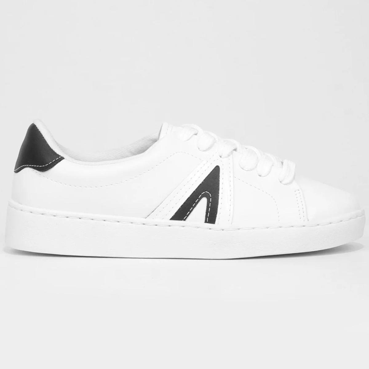 Tênis Vizzano Casual Cano Baixo Feminino - Branco e Preto Azul 2