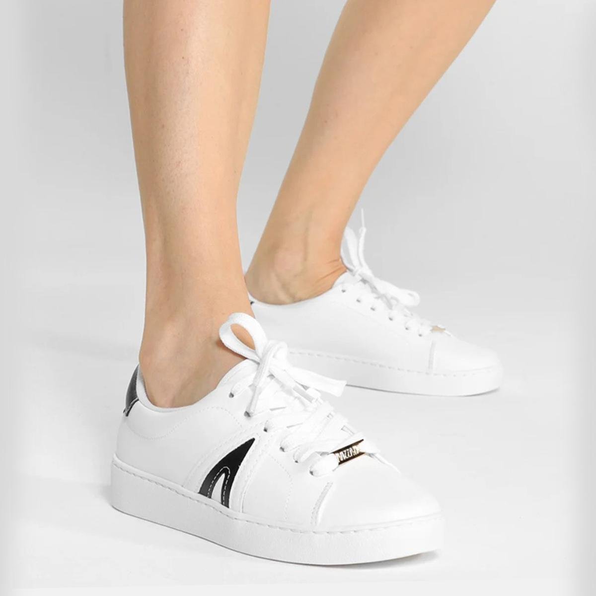 Tênis Vizzano Casual Cano Baixo Feminino Branco e Preto Azul