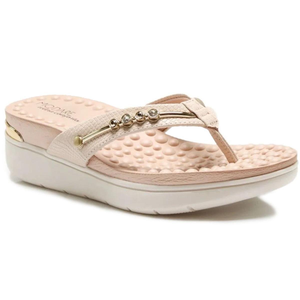 Tamanco de Dedo Modare Apliques Metal - Creme Bege 1