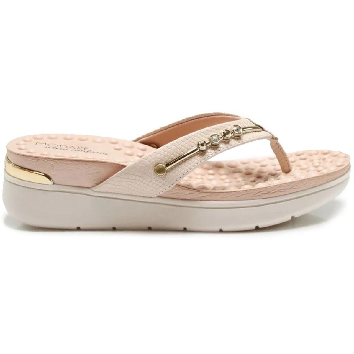 Tamanco de Dedo Modare Apliques Metal - Creme Bege 2