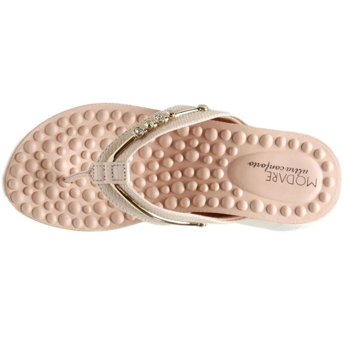 Tamanco de Dedo Modare Apliques Metal - Creme Bege 3