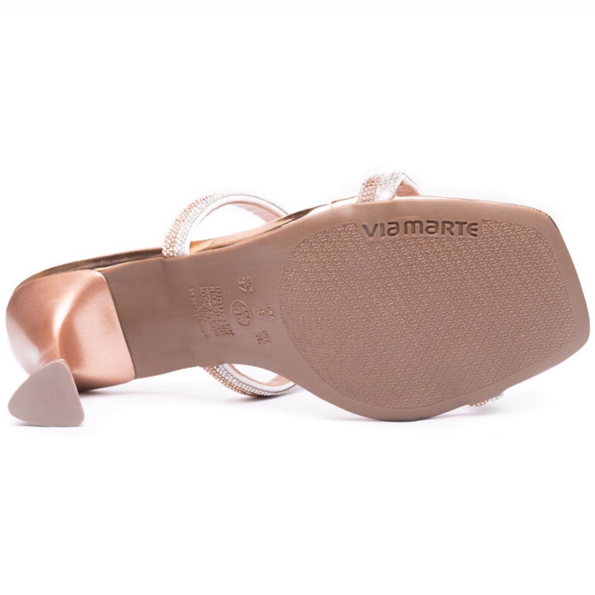 Tamanco Via Marte Tiras Strass Salto Médio Feminino - Dourado Rosa 5