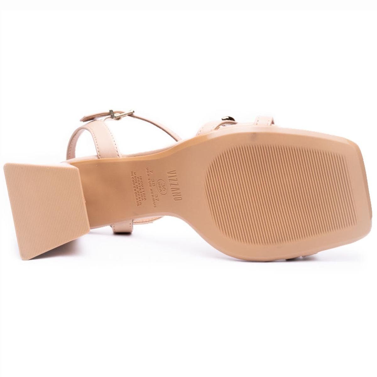 Sandália Vizzano Salto Bloco Apliques Feminino - Bege Bege 5
