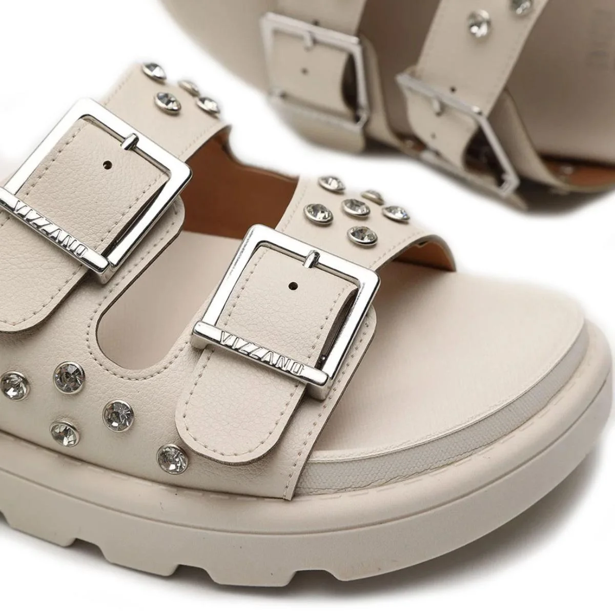 Rasteira Vizzano Floather Strass Feminina - Branco Branco 3