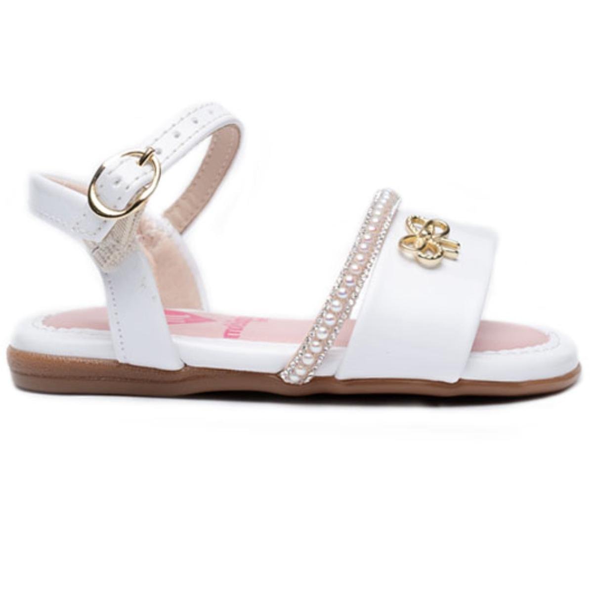 Sandália Infantil Molekinha Strass laço Menina - Branco Branco 2