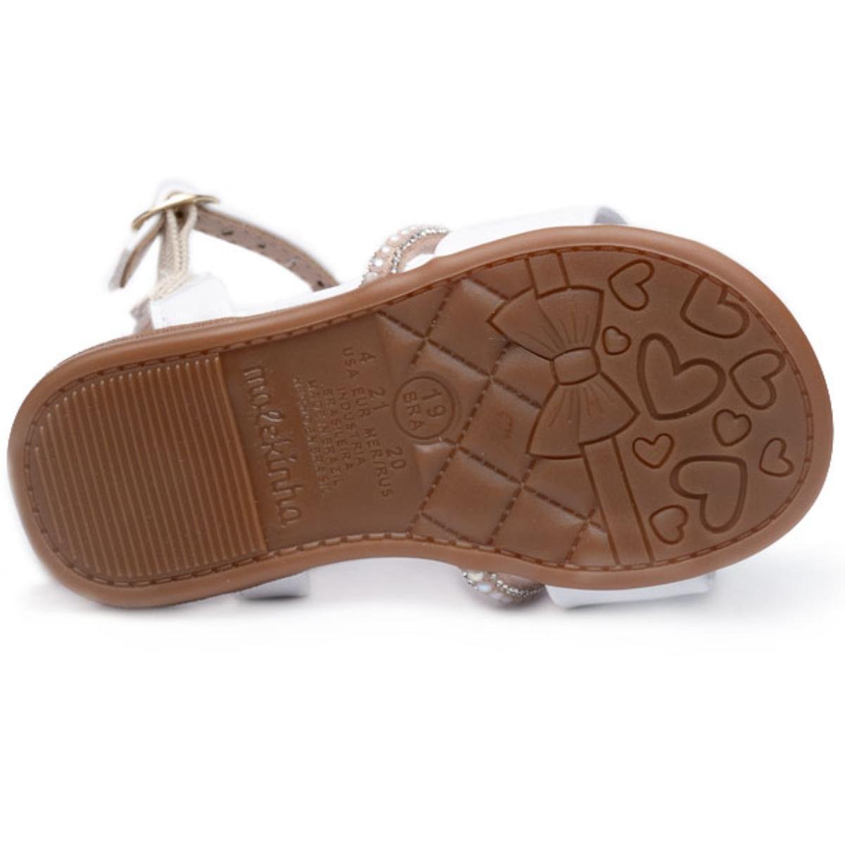 Sandália Infantil Molekinha Strass laço Menina - Branco Branco 5