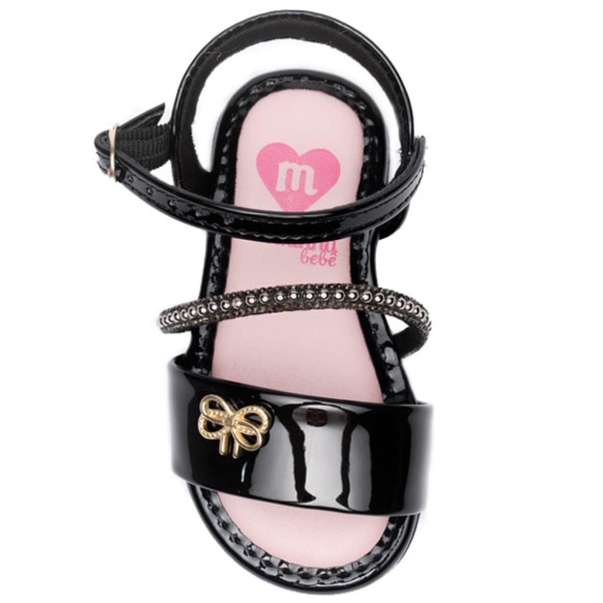 Sandália Infantil Molekinha Strass laço Menina - Preto Preto 3
