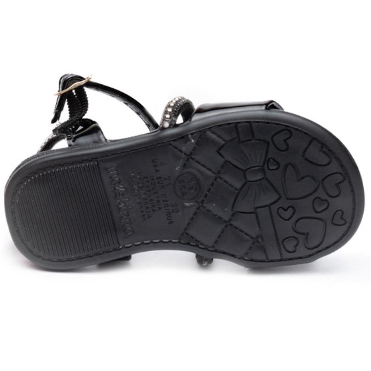Sandália Infantil Molekinha Strass laço Menina - Preto Preto 5