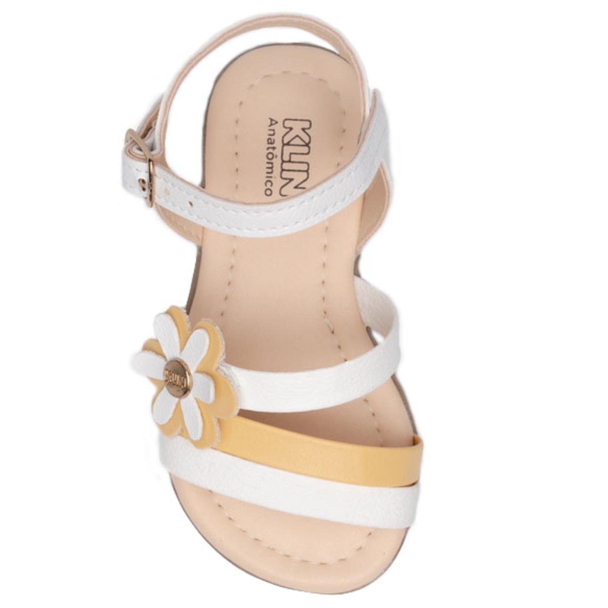 Sandália Klin Infantil Suami Flor - Branco e Amarelo Branco 3