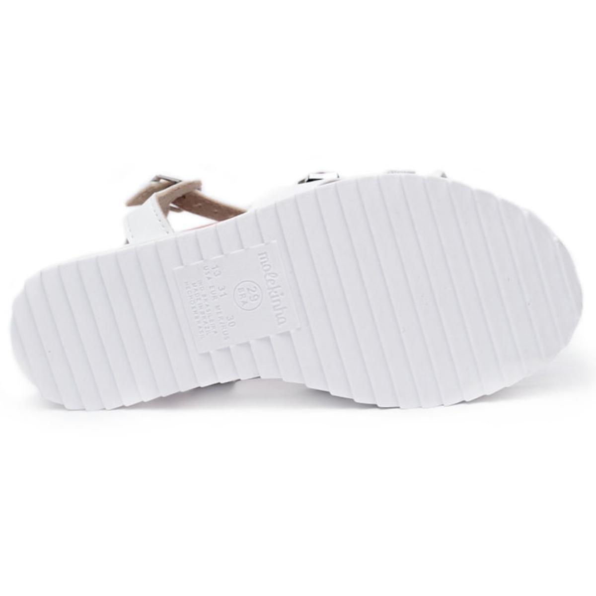 Sandália Infantil Molekinha Flatform Tira Strass Pedraria - Rosa Branco 5