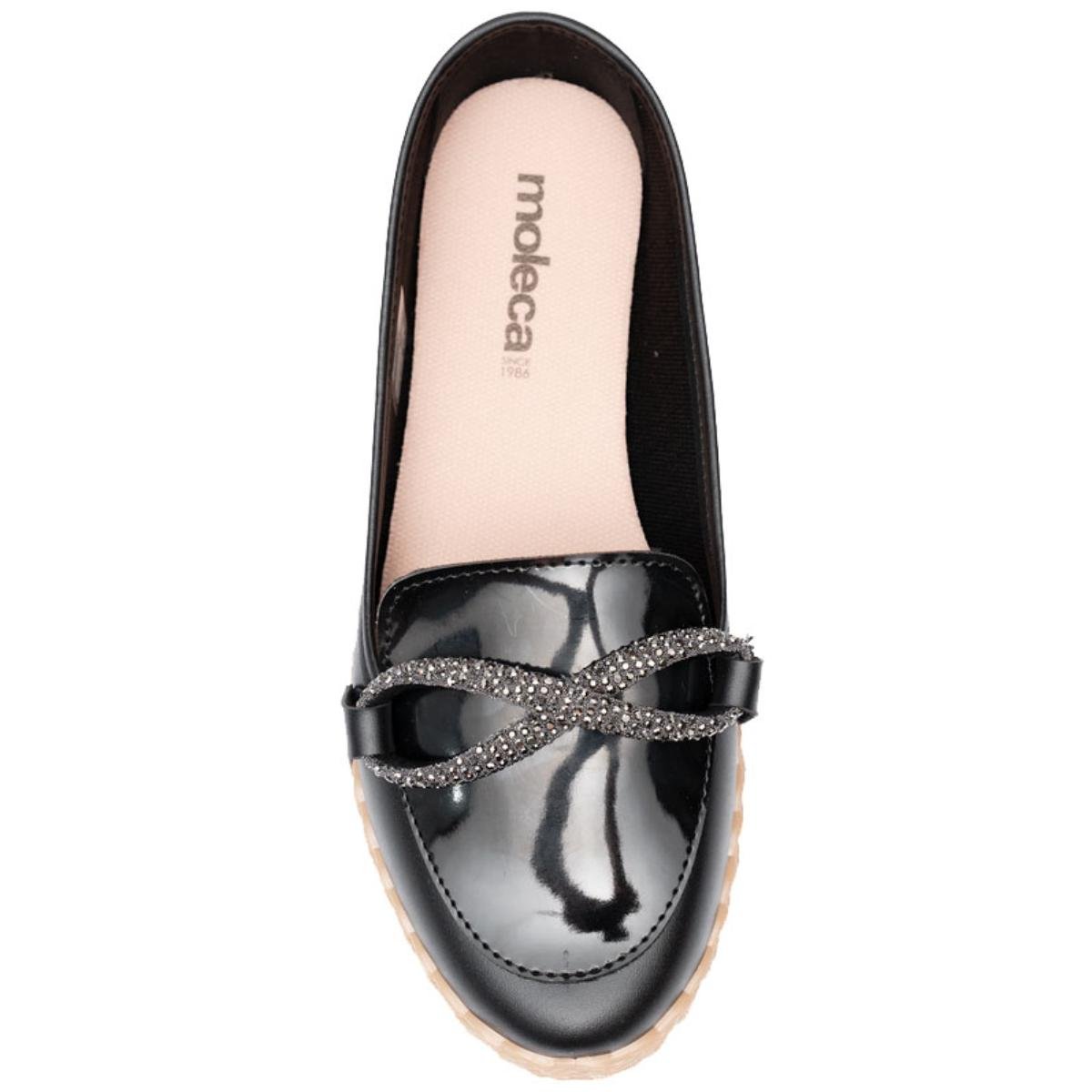 Slip On Moleca Casual Strass Feminino - Preto Preto 3
