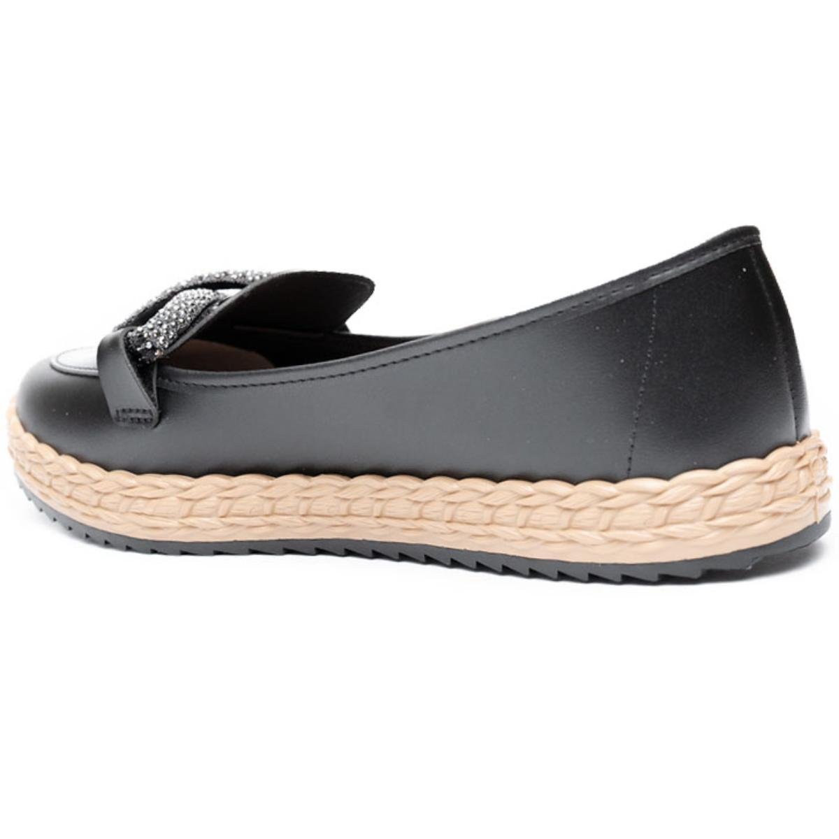 Slip On Moleca Casual Strass Feminino - Preto Preto 4