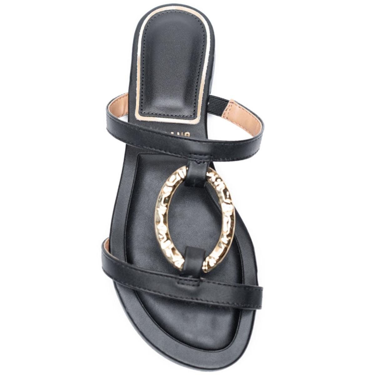 Rasteira Vizzano Detalhe Dourado Feminino - Preto Preto 3