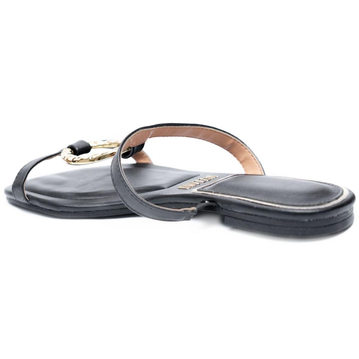 Rasteira Vizzano Detalhe Dourado Feminino - Preto Preto 4