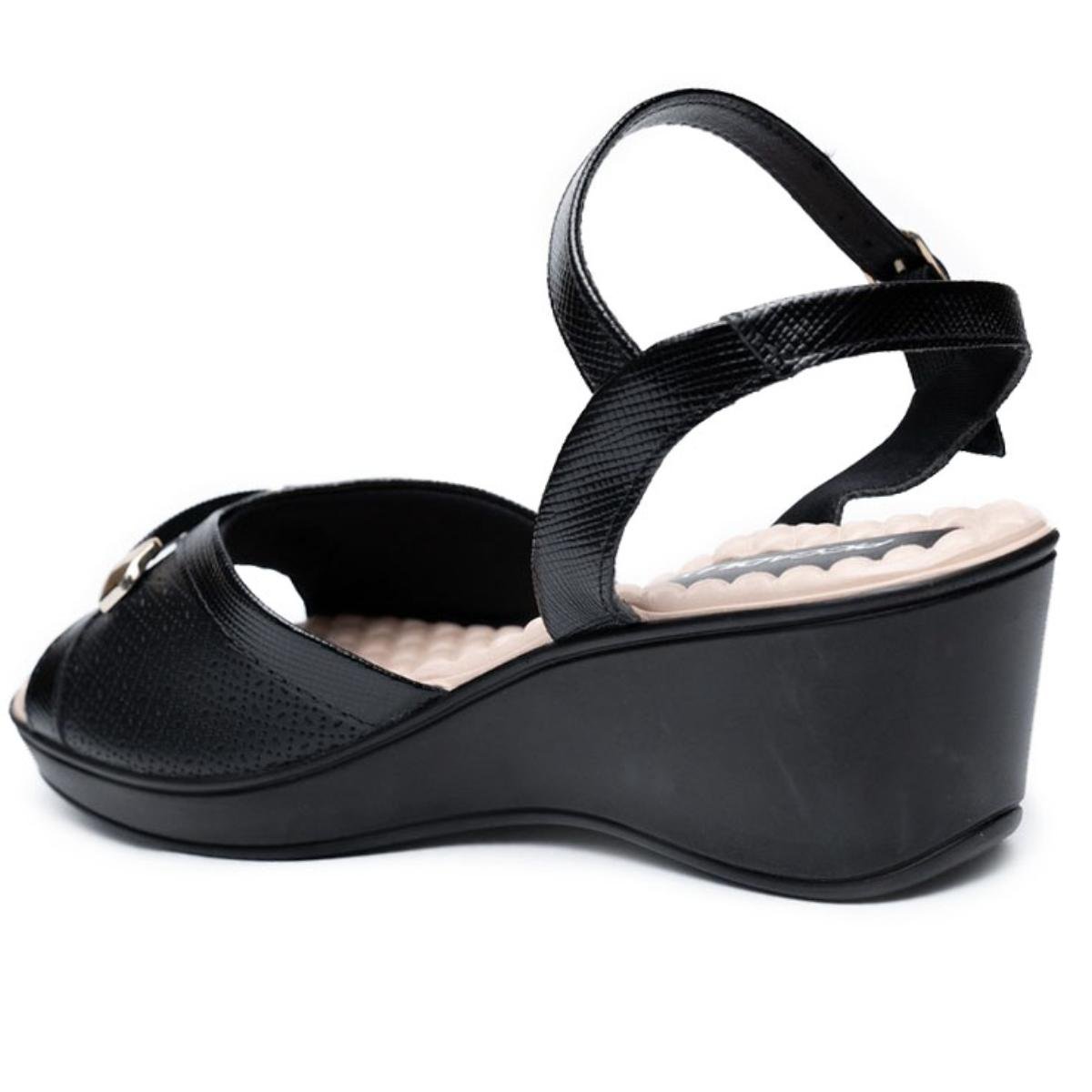Sandália Piccadilly Conforto Detalhe Feminina - Preto Preto 4