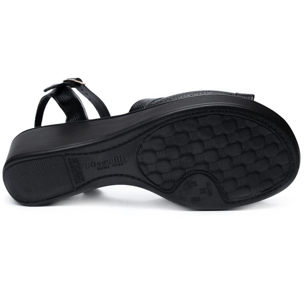 Sandália Piccadilly Conforto Detalhe Feminina - Preto Preto 5