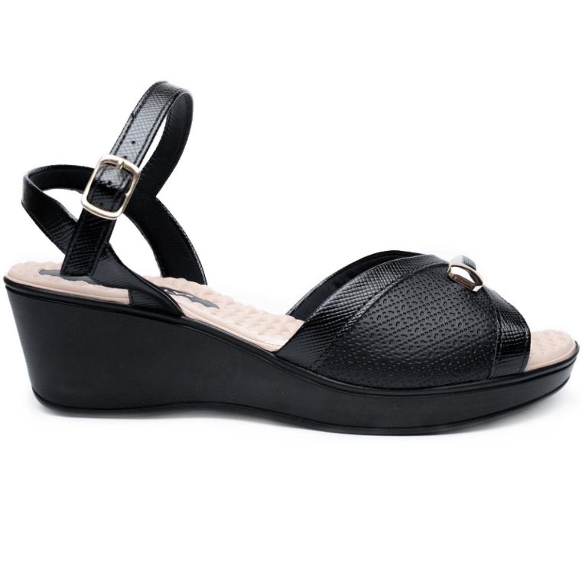 Sandália Piccadilly Conforto Detalhe Feminina - Preto Preto 2