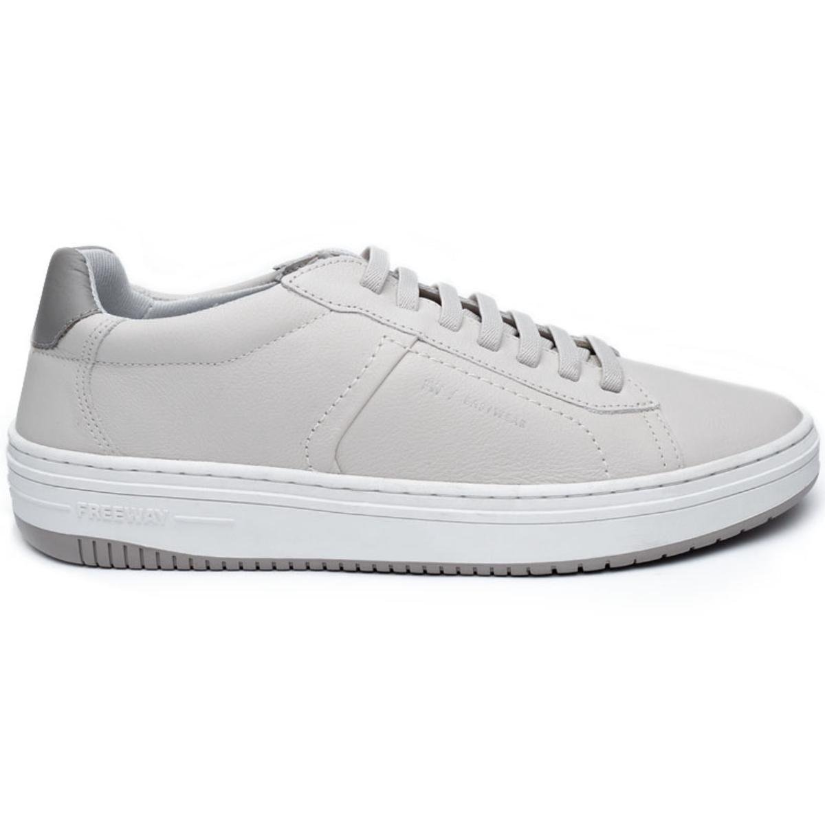 Sapatênis Couro Freeway Evo Masculino - Off White Cinza 2