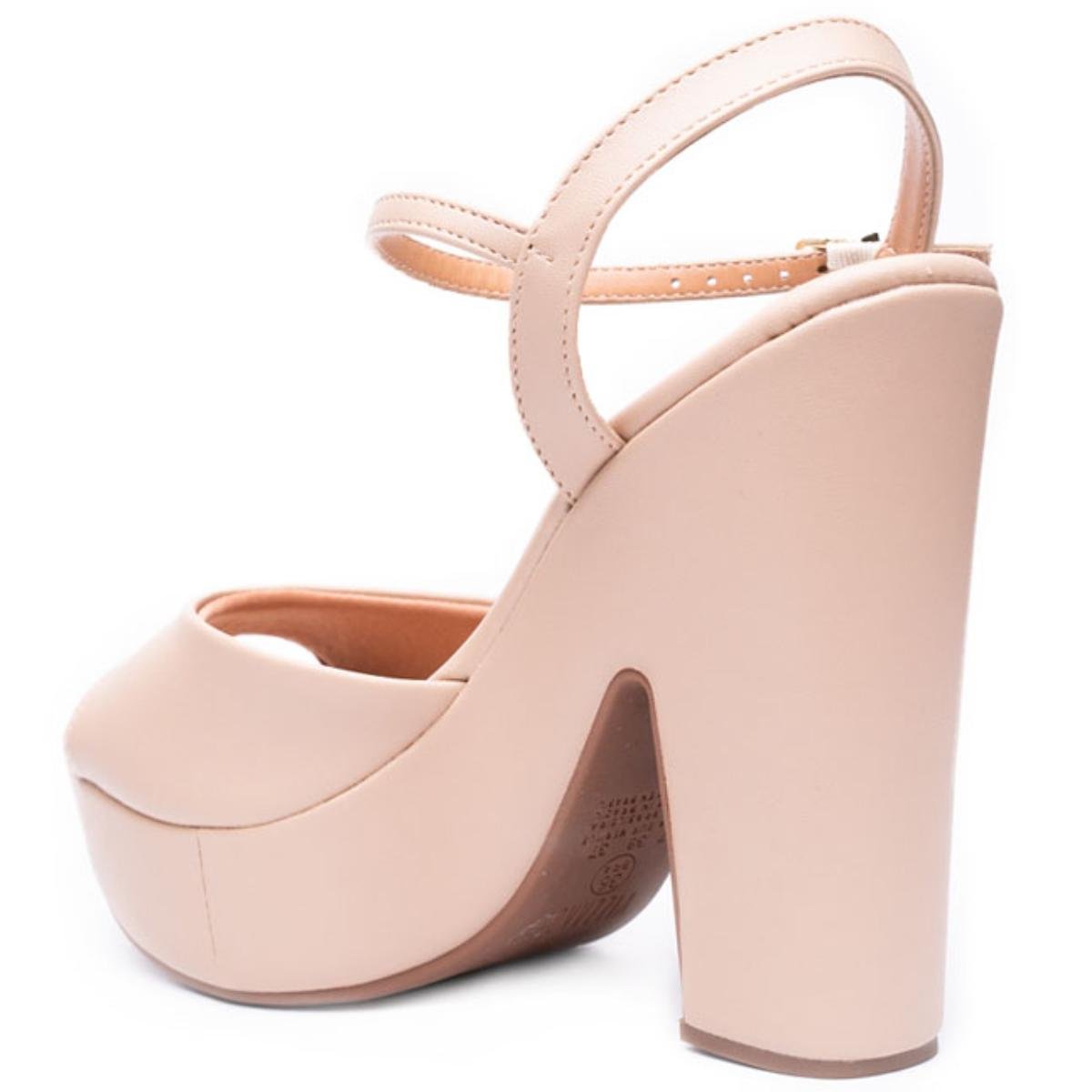 Sandália Plataforma Vizzano Salto Grosso Feminino - Bege Bege 4