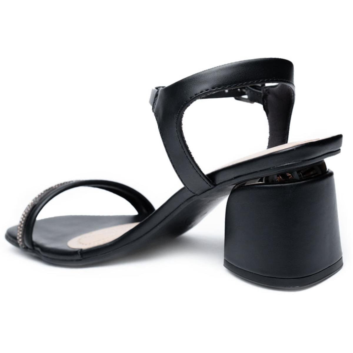 Sandália Ramarim Tira Strass Salto Bloco Feminina - Preto Preto 4