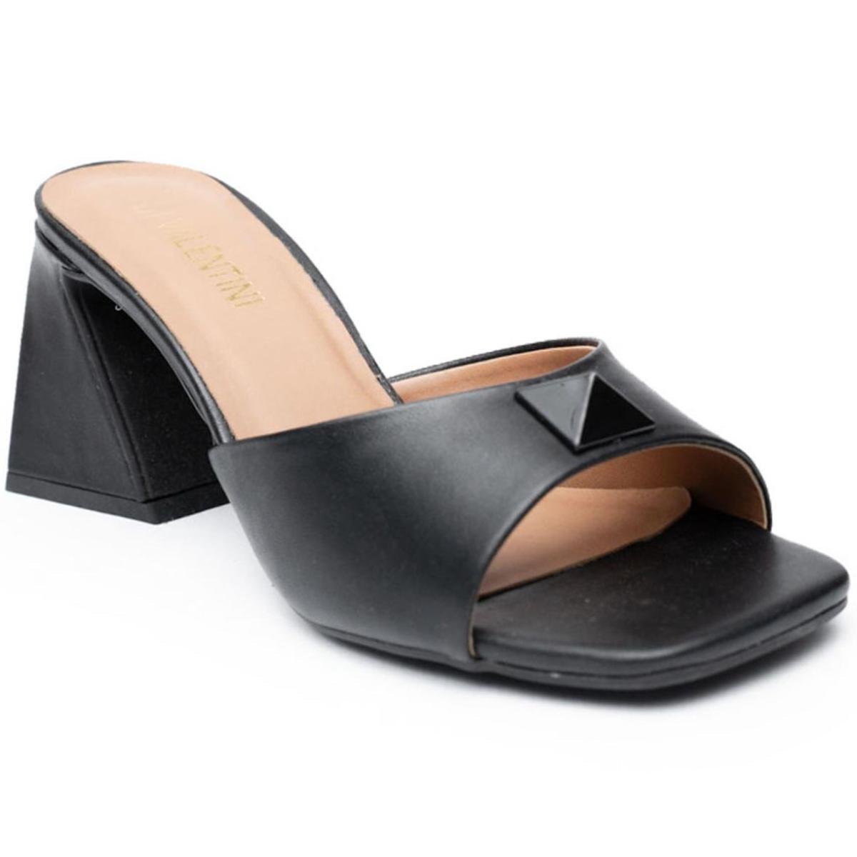 Tamanco Di Valentini AVA Salto Médio Feminino - Preto Preto 1