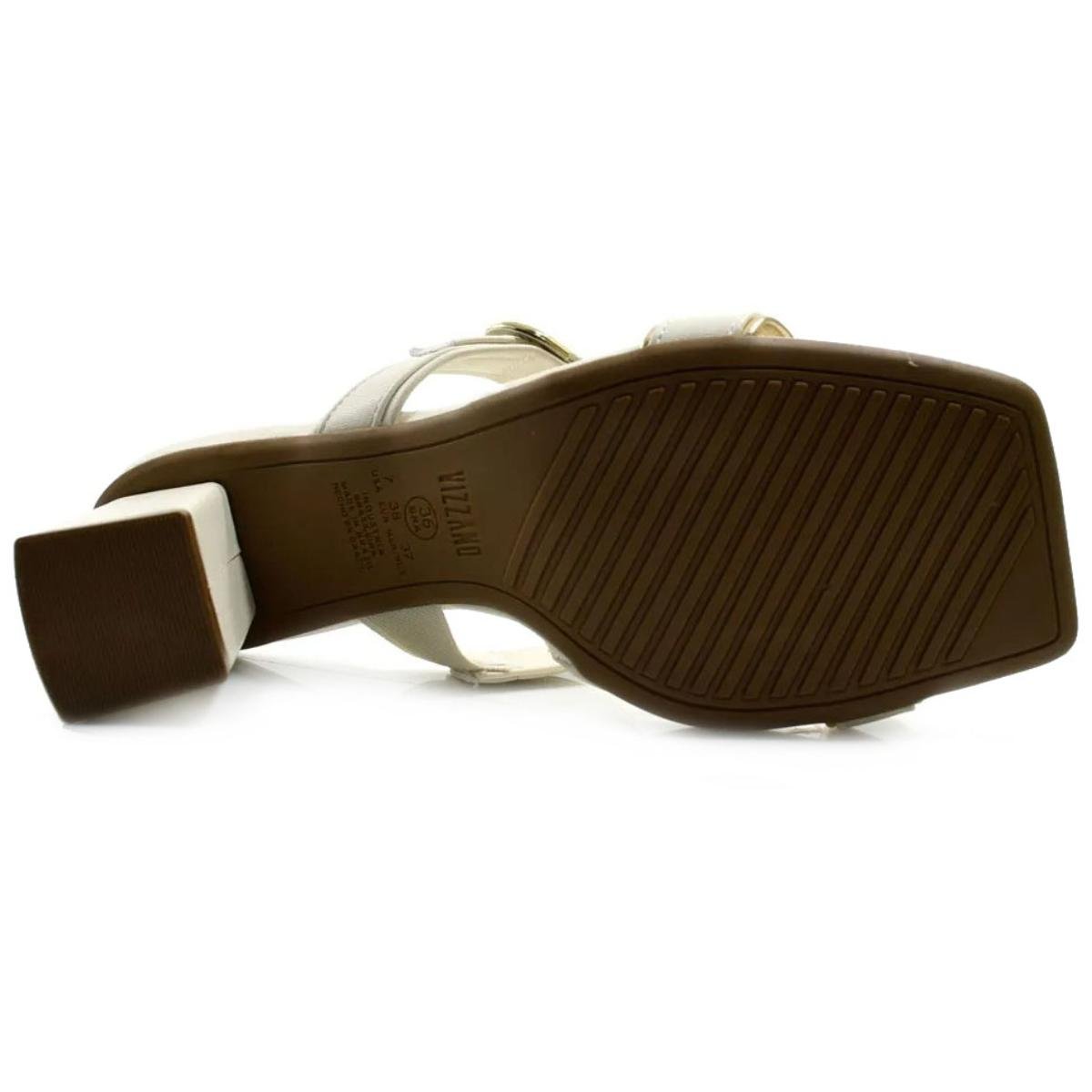 Tamanco Vizzano Fivela Salto Bloco Feminino - Cinza Branco 5