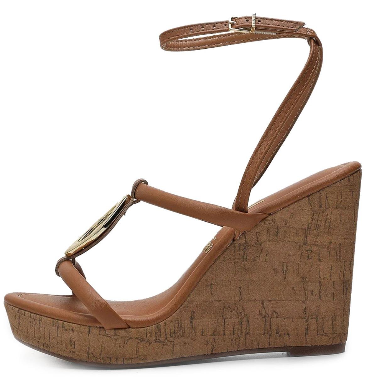 Sandália Anabela Vizzano Detalhe Feminina - Caramelo Marrom 2