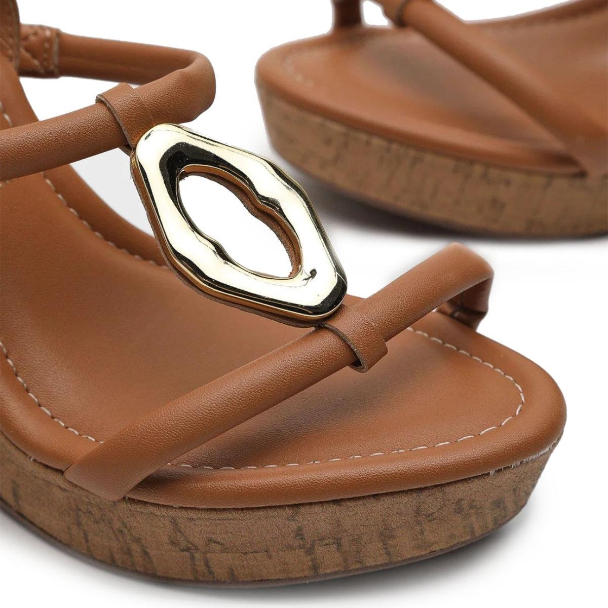 Sandália Anabela Vizzano Detalhe Feminina - Caramelo Marrom 3