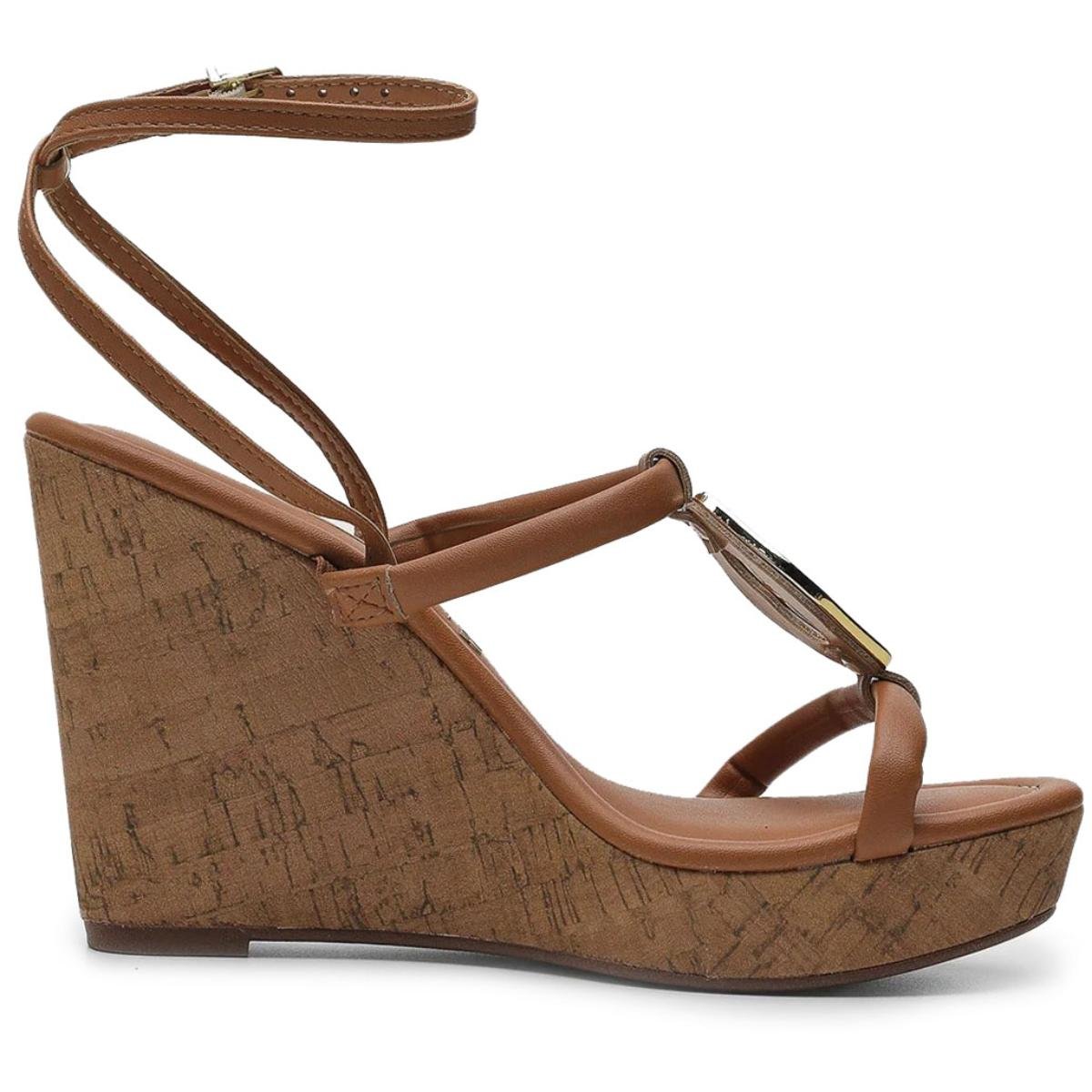 Sandália Anabela Vizzano Detalhe Feminina - Caramelo Marrom 4