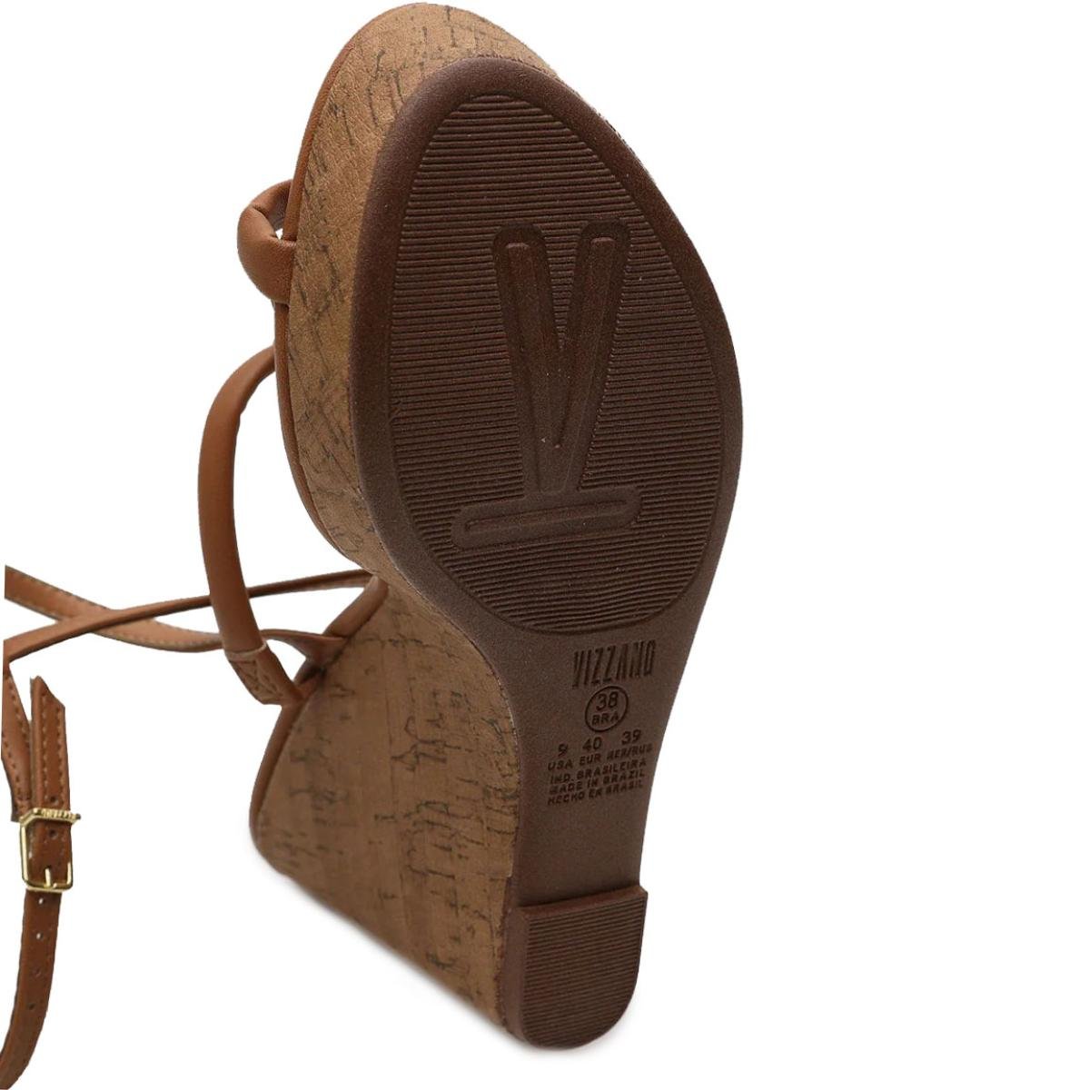 Sandália Anabela Vizzano Detalhe Feminina - Caramelo Marrom 5