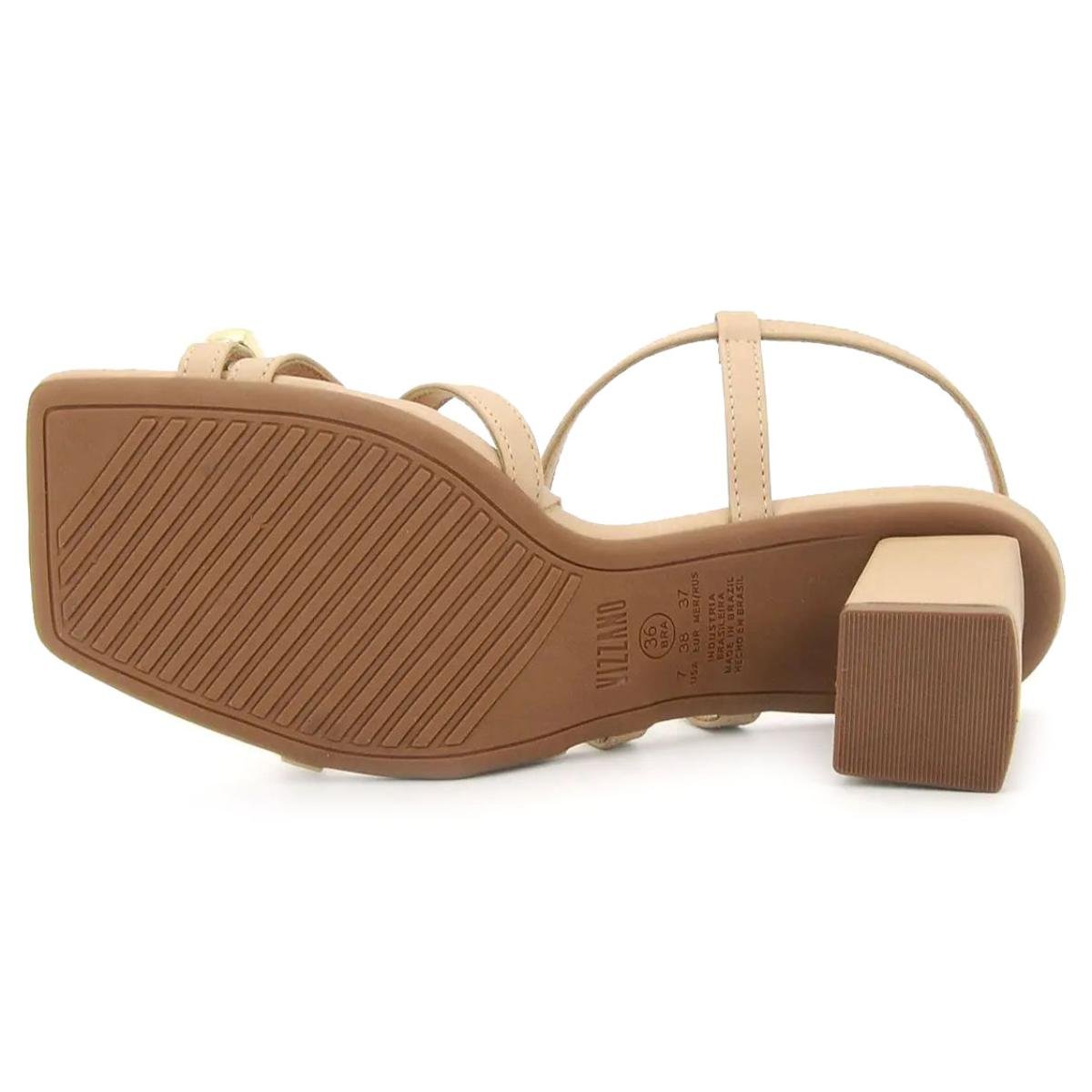 Sandália Vizzano Salto Bloco Detalhe Feminina - Bege Bege 5